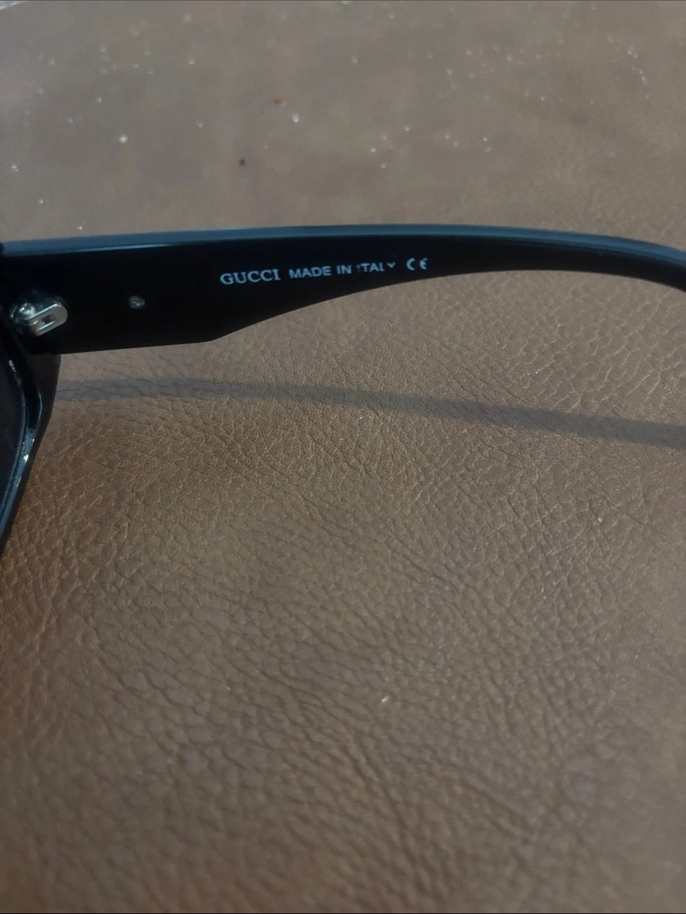 Black Rectangular Sunglasses with Gold Logo Accent